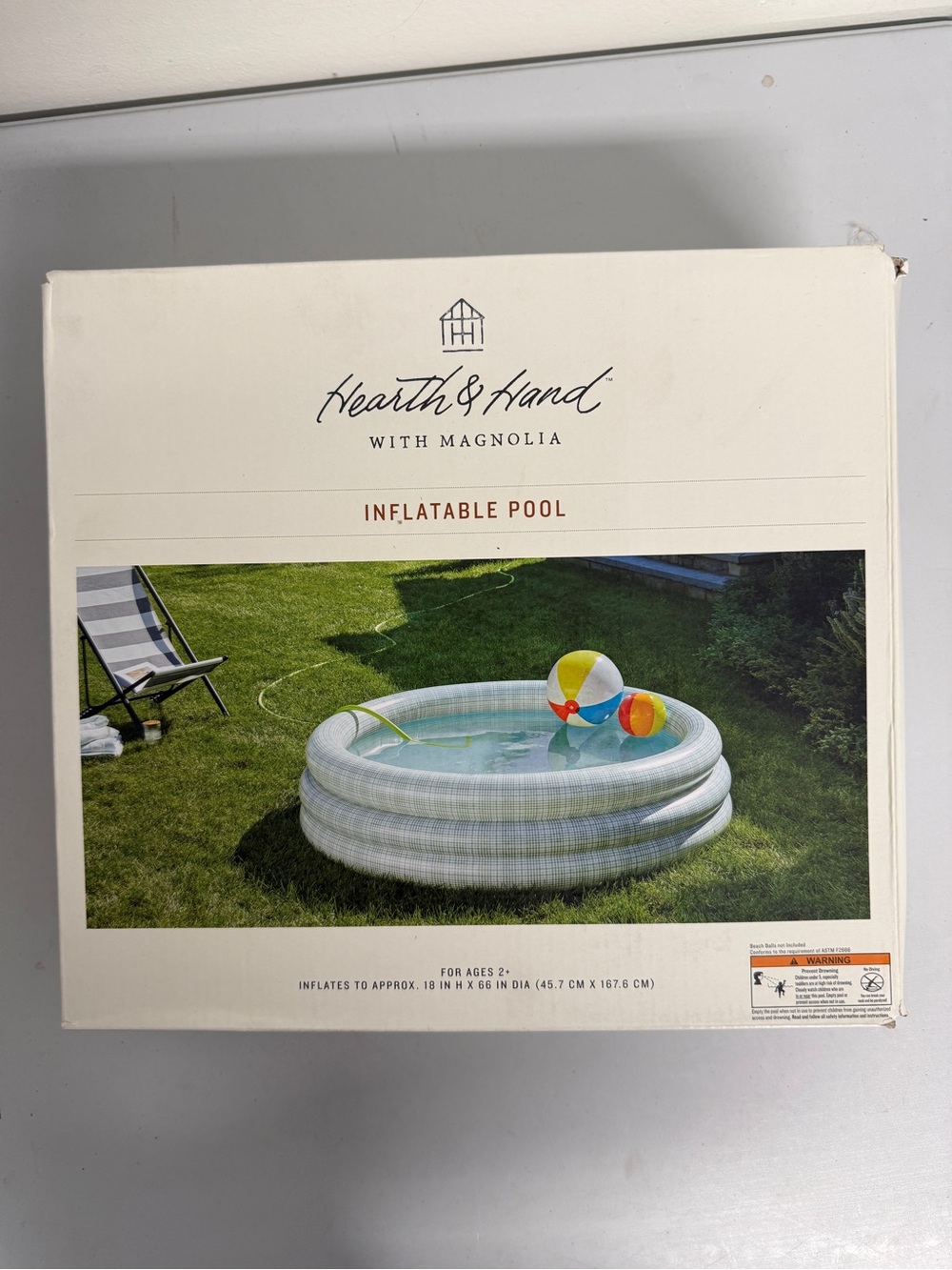 Hearth & Hand With Magnolia Inflatable Pool Backyard Adventures Plaid NEW